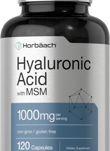 Horbäach Hyaluronic Acid with MSM | 1000 mg | 120 Capsules | Non-GMO and Gluten Free Supplement | Bioavailable Formula