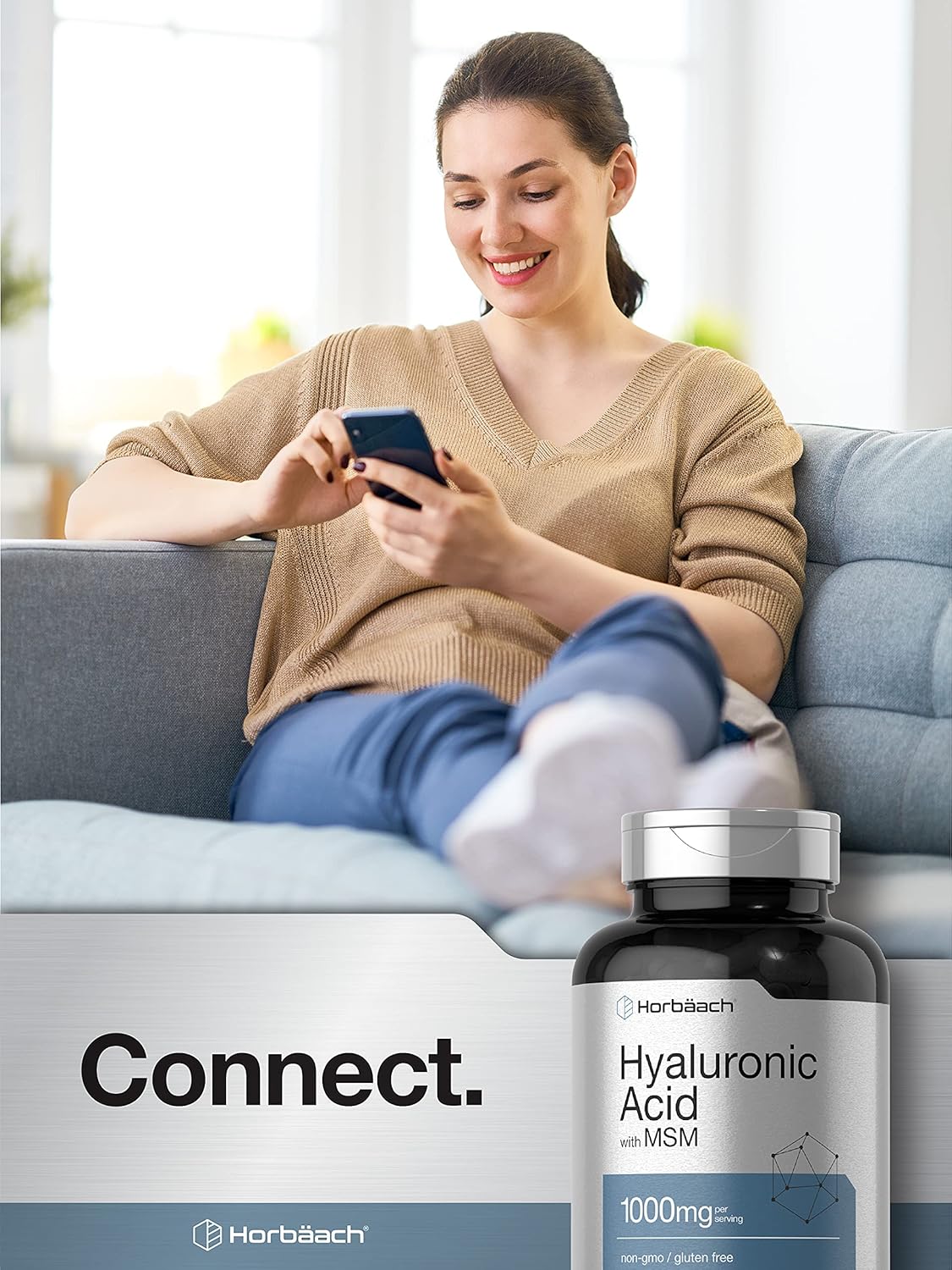 Horbäach Hyaluronic Acid with MSM | 1000 mg | 120 Capsules | Non-GMO and Gluten Free Supplement | Bioavailable Formula - Image 6