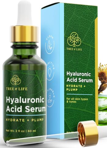 Tree of Life Hyaluronic Acid Serum For Face - Deep Hydration for Dry, Dehydrated, & Sensitive Skin - Dermatologist Tested - Moisturizing Treatment for Smooth Skin, 2 Fl Oz