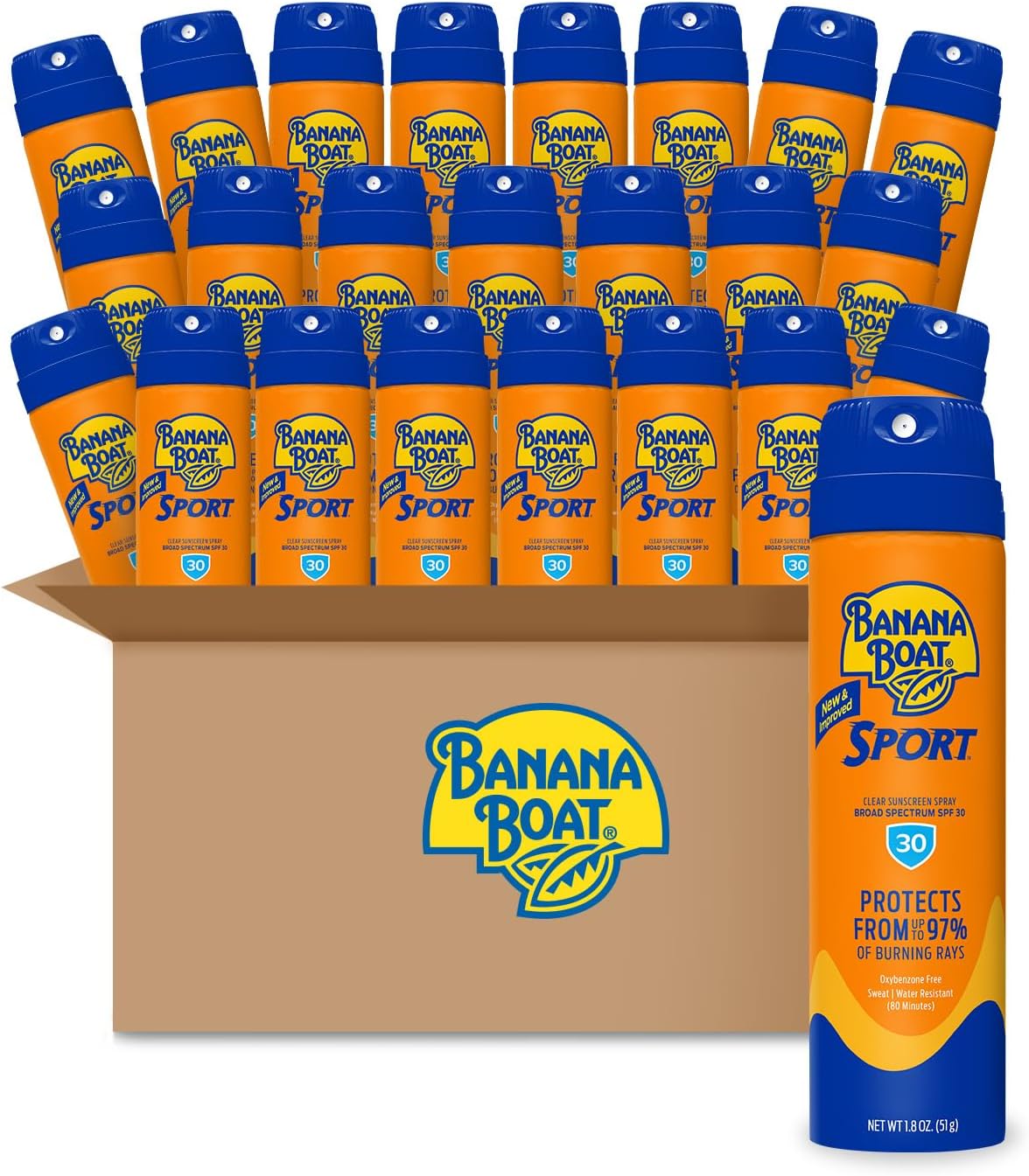 Banana Boat Sport Ultra Spray Sunscreen SPF 30, 1.8oz | Travel Size Sunscreen Spray SPF 30, Mini Sunblock, 1.8oz (Pack of 24)
