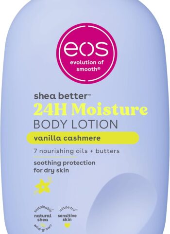 eos Shea Better Body Lotion Vanilla Cashmere, 24-Hour Moisture Skin Care, Lightweight & Non-Greasy, Natural Shea, Vegan, Vanilla Body Lotion, 16 fl oz