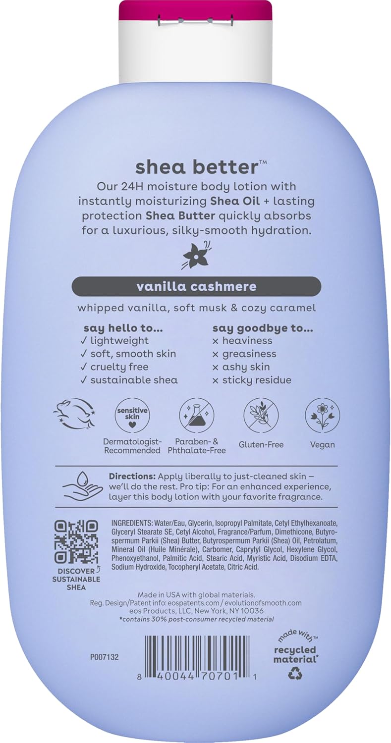 eos Shea Better Body Lotion Vanilla Cashmere, 24-Hour Moisture Skin Care, Lightweight & Non-Greasy, Natural Shea, Vegan, Vanilla Body Lotion, 16 fl oz - Image 11