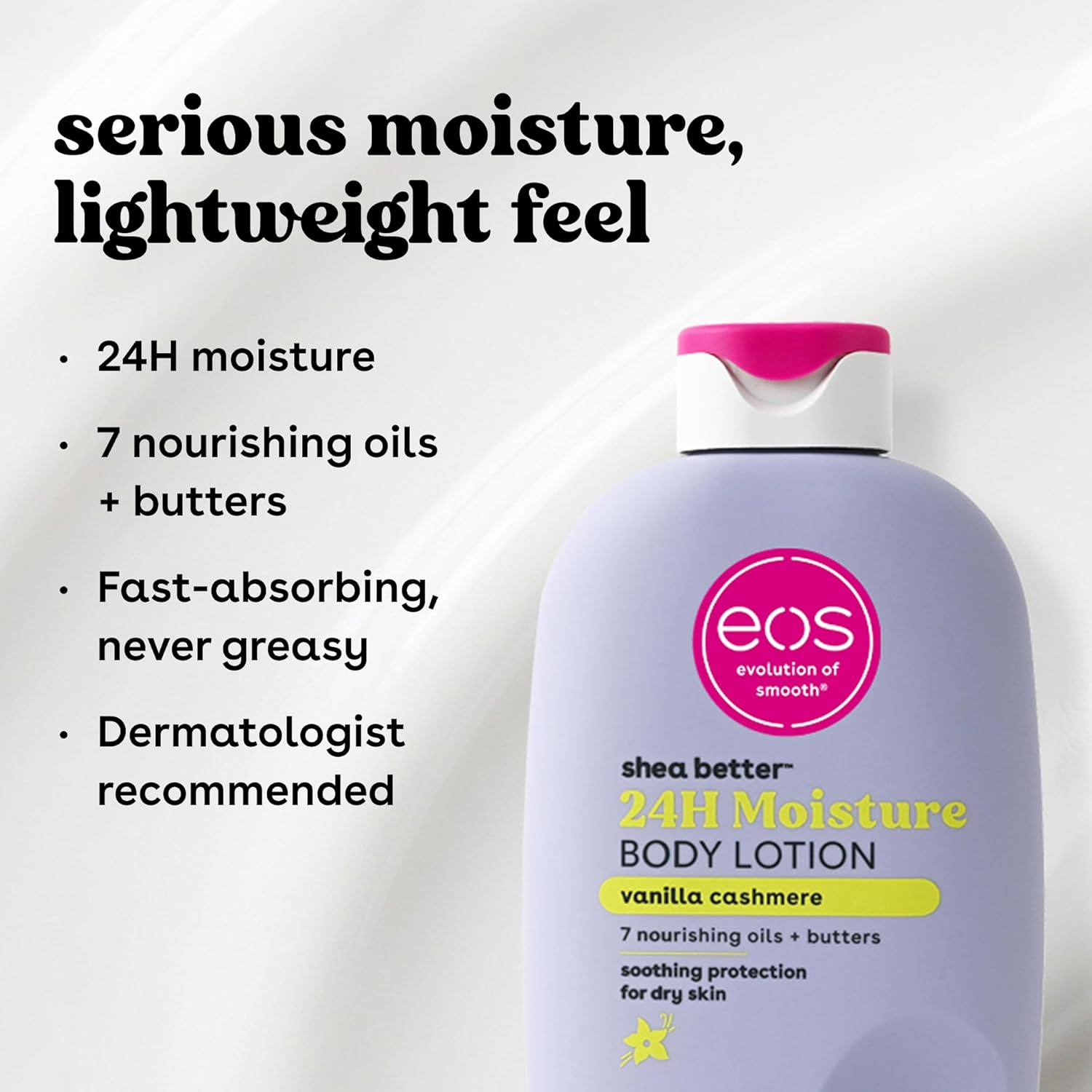 eos Shea Better Body Lotion Vanilla Cashmere, 24-Hour Moisture Skin Care, Lightweight & Non-Greasy, Natural Shea, Vegan, Vanilla Body Lotion, 16 fl oz - Image 5