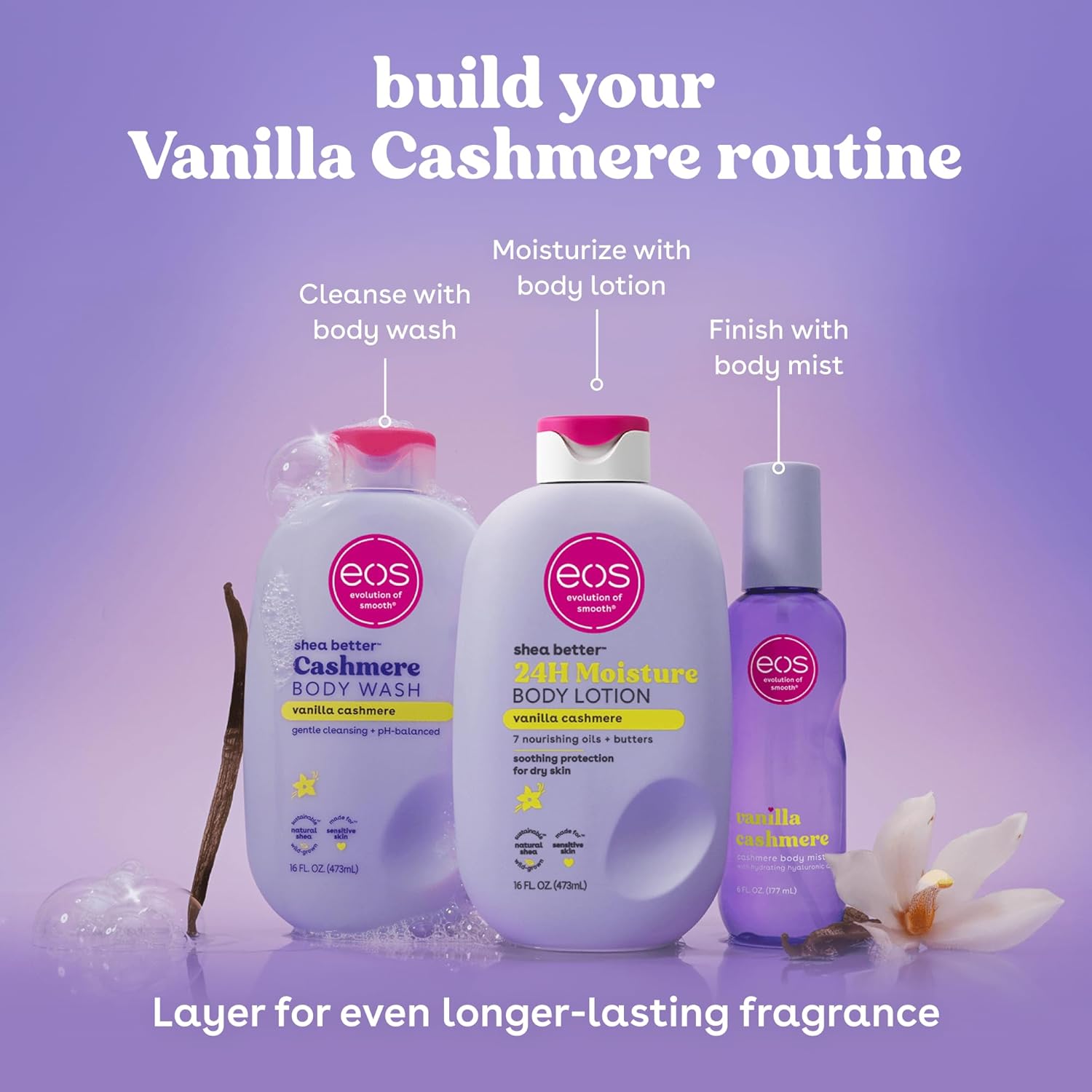 eos Shea Better Body Lotion Vanilla Cashmere, 24-Hour Moisture Skin Care, Lightweight & Non-Greasy, Natural Shea, Vegan, Vanilla Body Lotion, 16 fl oz - Image 9